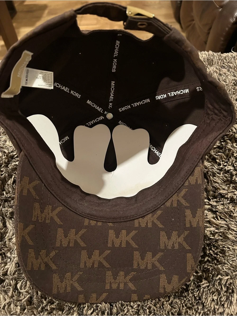 Michael Kors Brown MK Monogram Interior Logo Cap